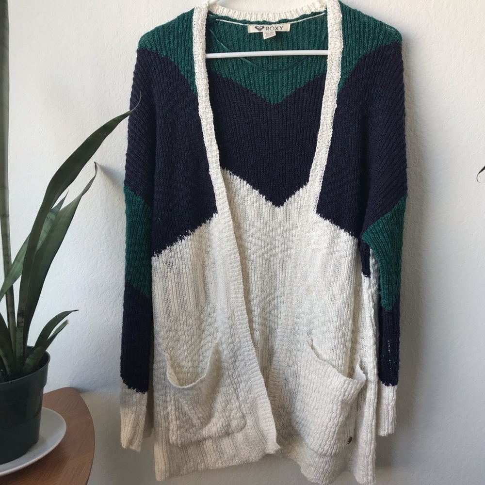 Tri-color ROXY cardigan